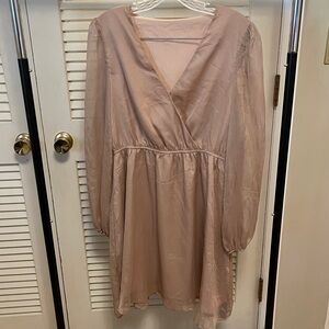 Cupshe Elegant Tan Sheer Dress